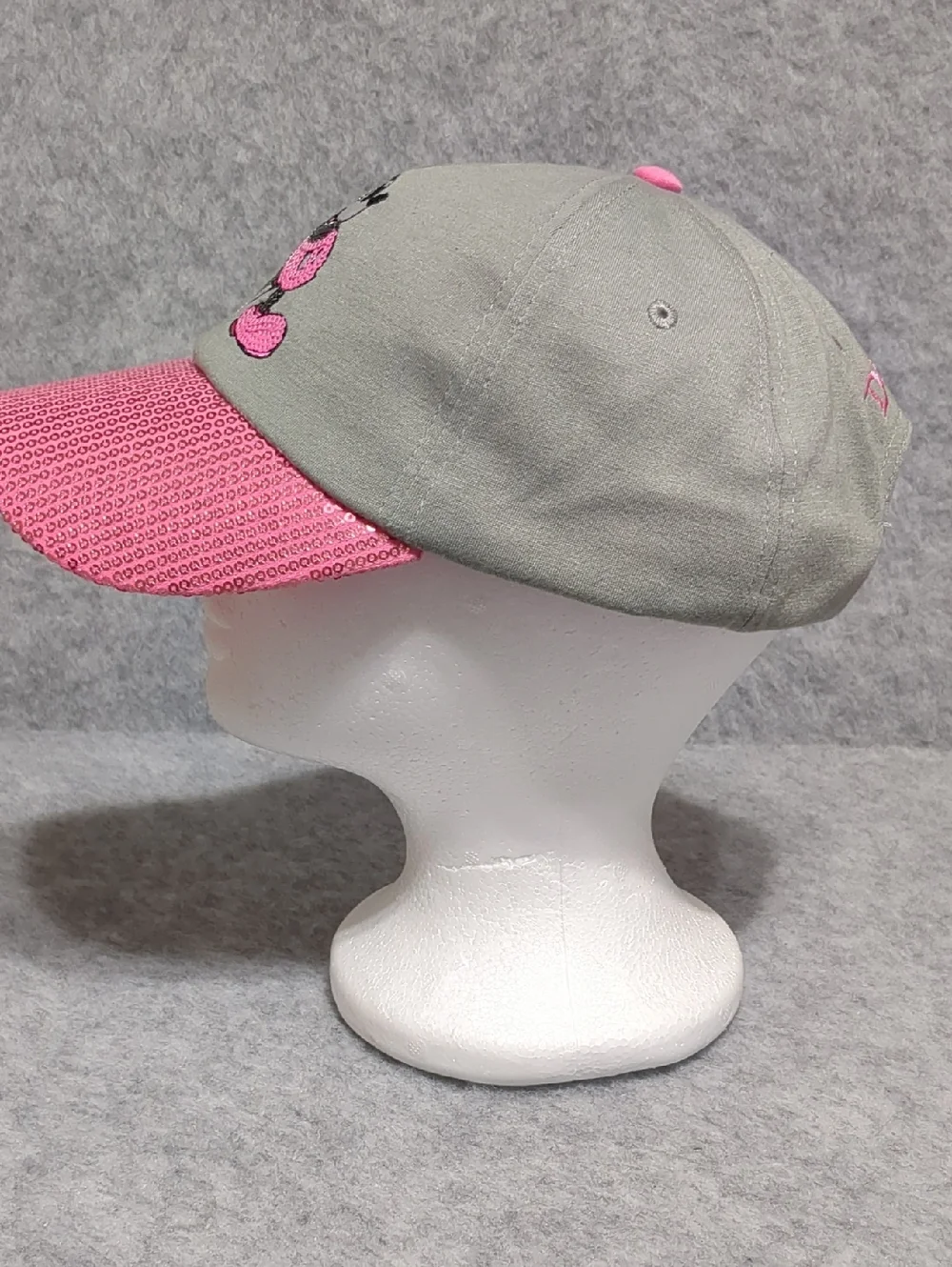 Disney Mickey Mouse Baseball Cap Pink Sequin Pink & Gray Adult Size 55-59 cm - Picture 4 of 9